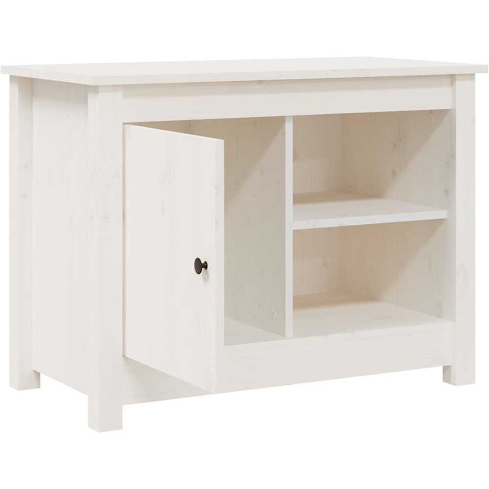 vidaXL Single Door 2 Shelf White Solid Pine Wood TV Cabinet Image 4