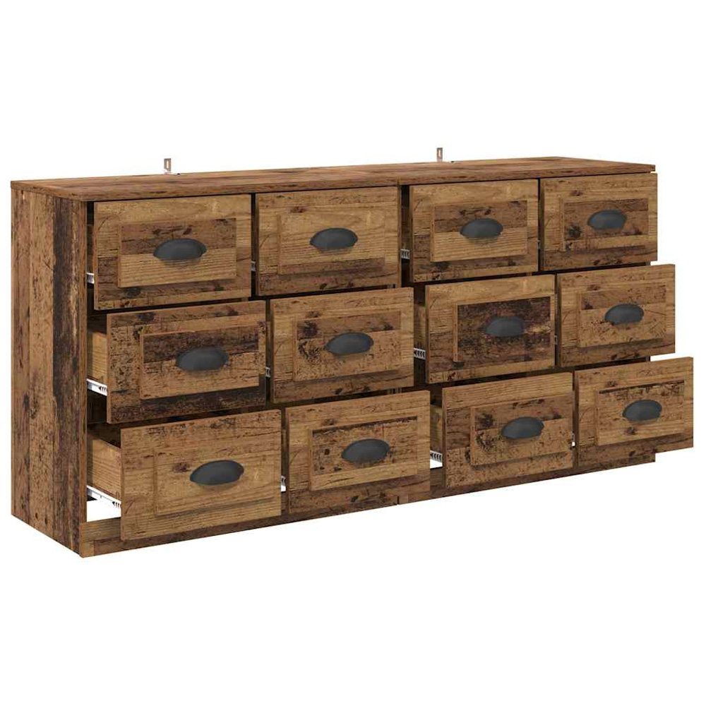 vidaXL 6 Drawer Old Wood Modern Sideboard Set of 2 Image 6