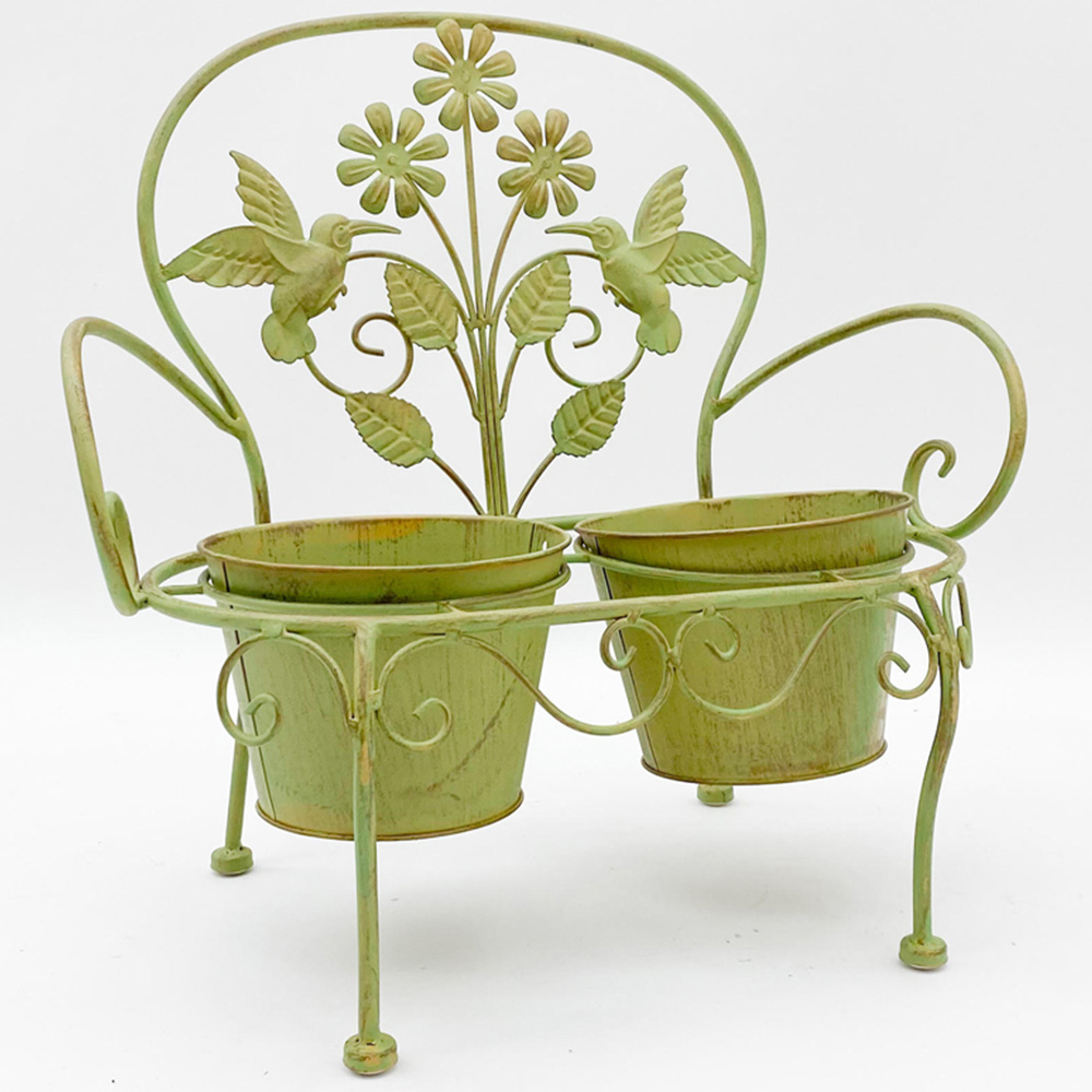 Acacia Home Leaf Green Metal Garden Planter 46cm Image 3