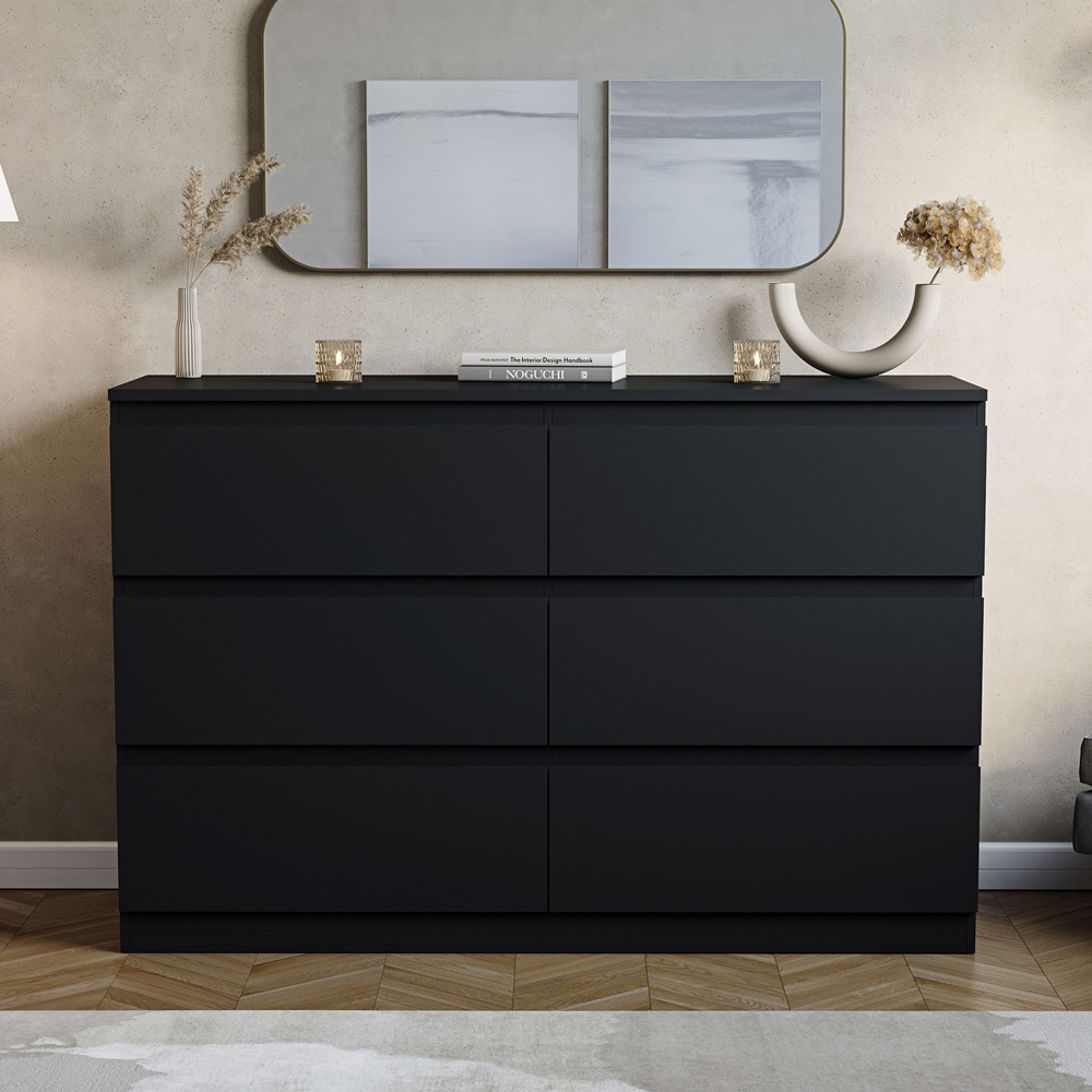 VIDA DESIGNS Denver 6 Drawer Black Chest of Drawers Image 3