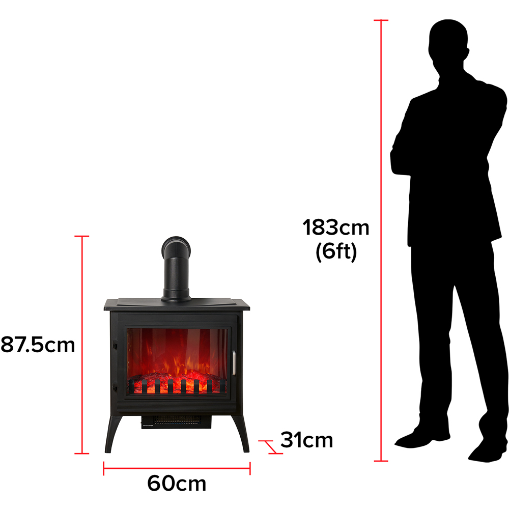 Sureflame Marlow Black 3-Sided Electric Stove with Log Storage Image 9