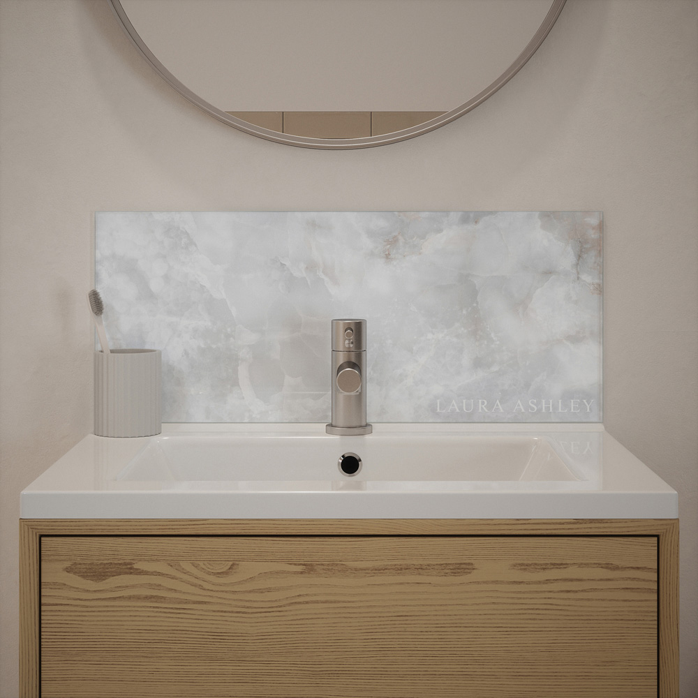 Laura Ashley Onyx Dove Grey Glass Bathroom Splashback 600 x 250 x 4mm Image 2