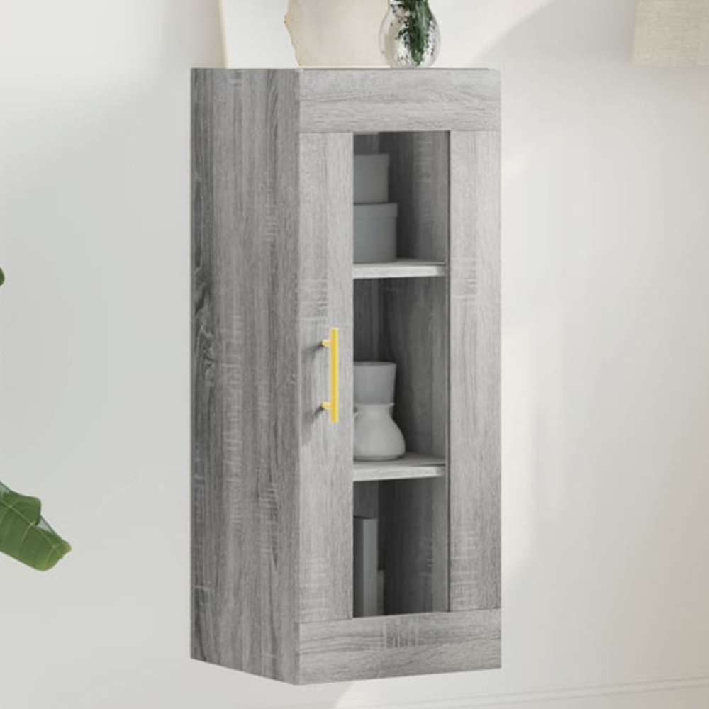 vidaXL Single Glass Door Grey Sonoma Wall Mounted Cabinet Image 1