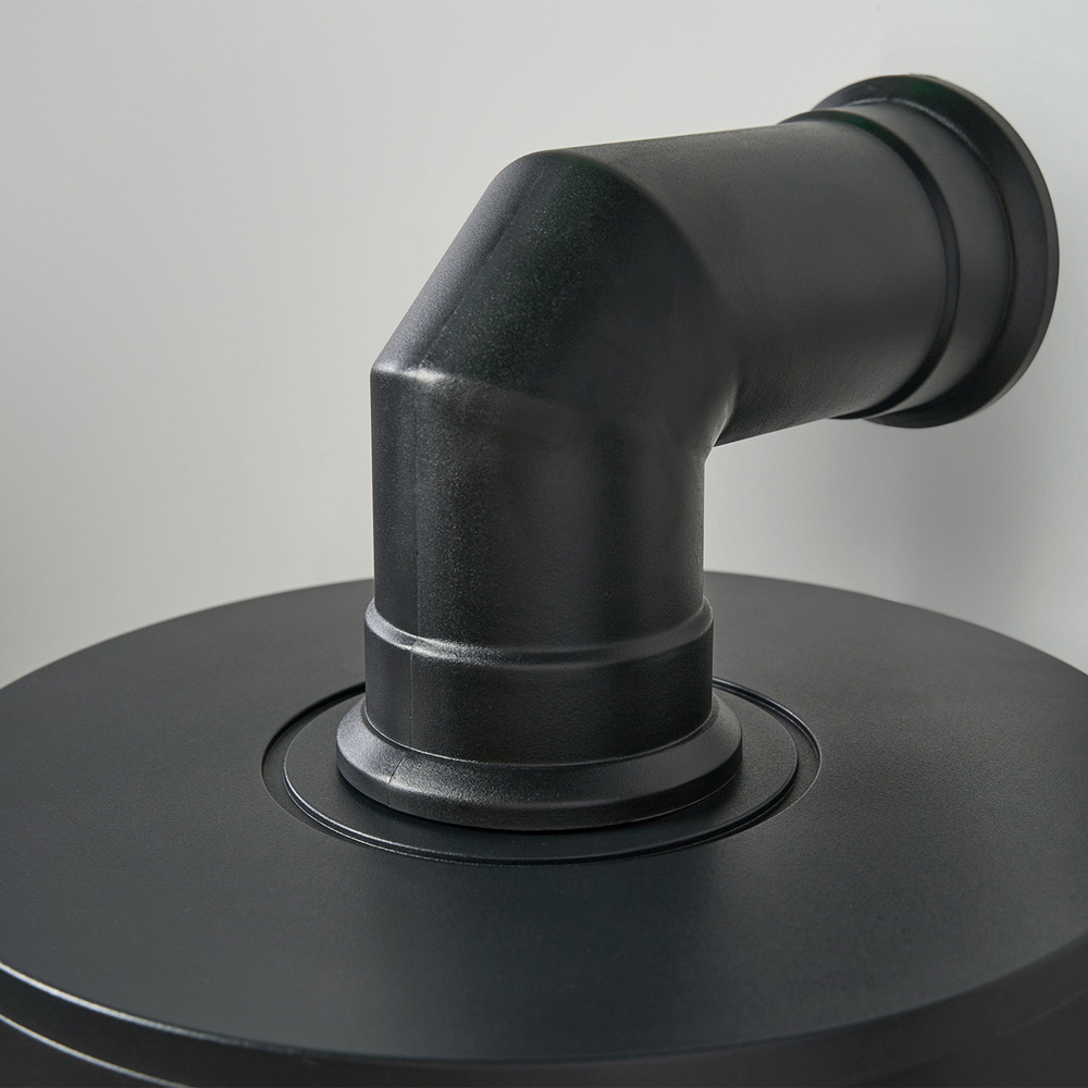 Sureflame Dunston Black Round Electric Stove with Log Storage and Angled Stove Pipe Image 6