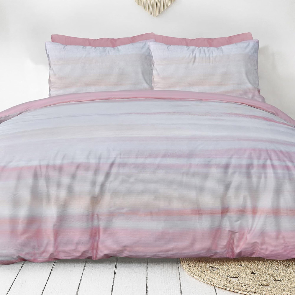 Smart Living Single Blush Pink Ribbed Velvet Duvet Cover Set Image 1