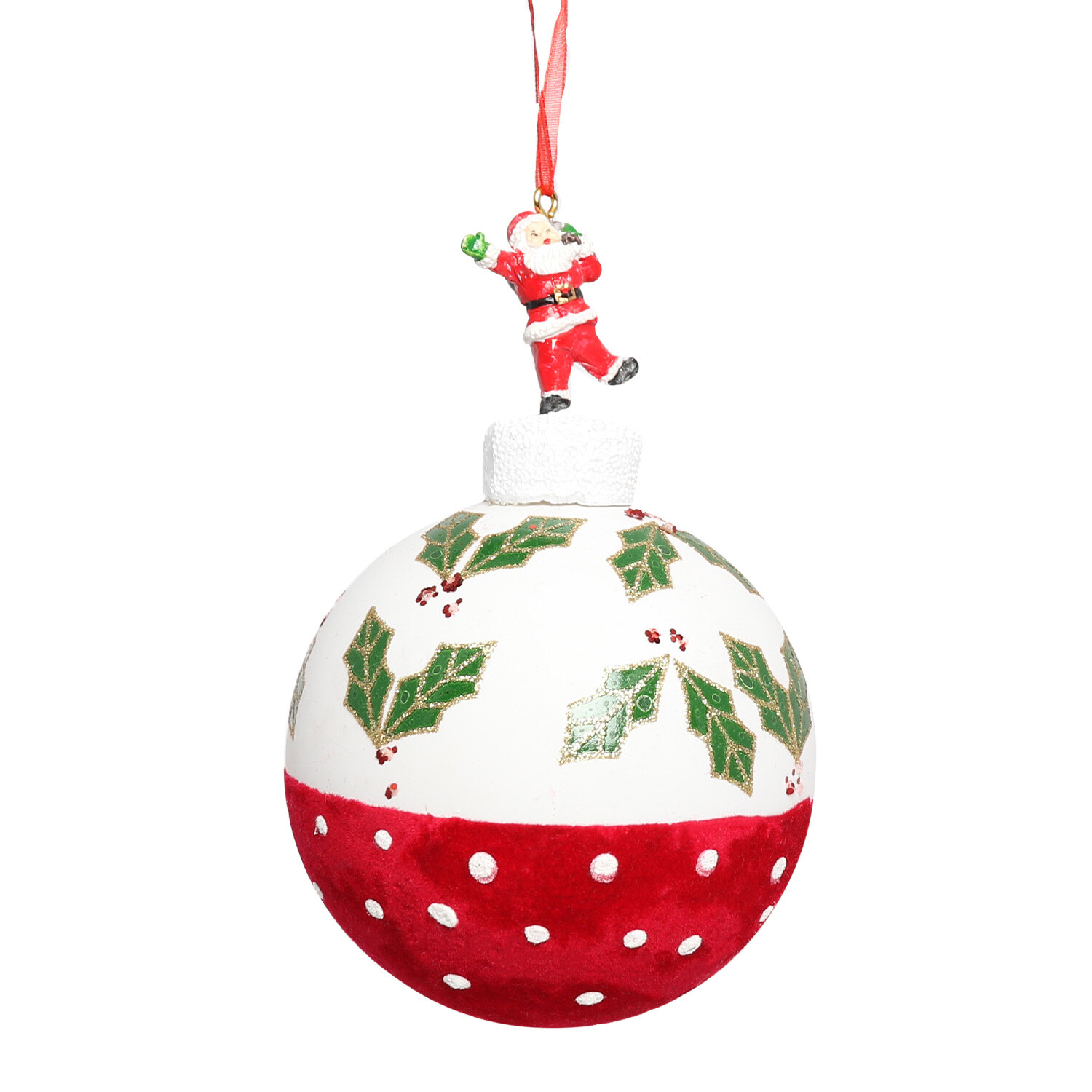 Santa Topped Traditional Bauble - Red Image