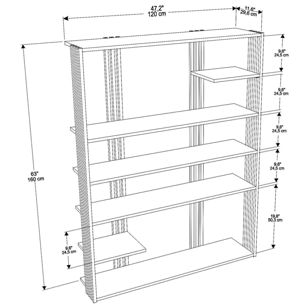 Decorotika Jeni 6 Shelf Green and Gold Bookcase Image 7