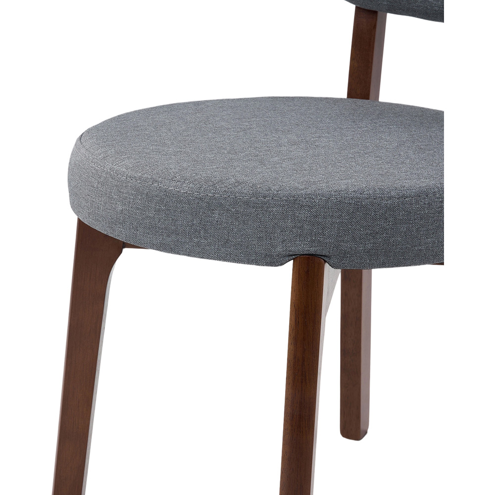 Living and Home Set of 2 Grey Linen-Effect Fabric Upholstered Rubberwood Dining Chairs Image 6