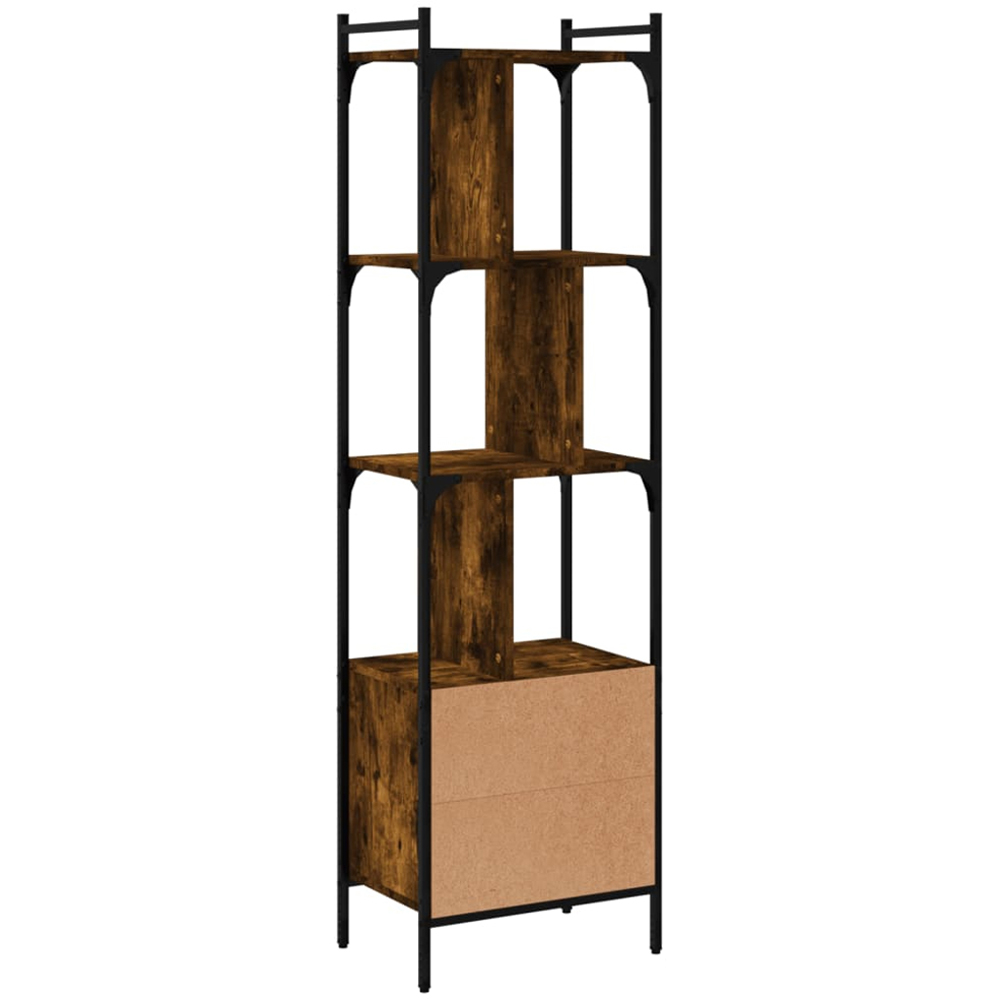 vidaXL Single Door 3 Shelf Smoked Oak Bookcase Image 6