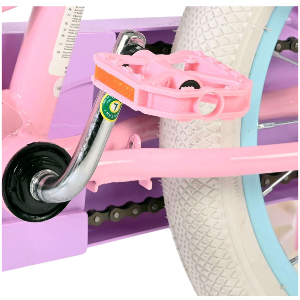 Volare Olivia Kids 16 inch Pink and Purple Bike with Stabilisers and Doll Seat Image 8