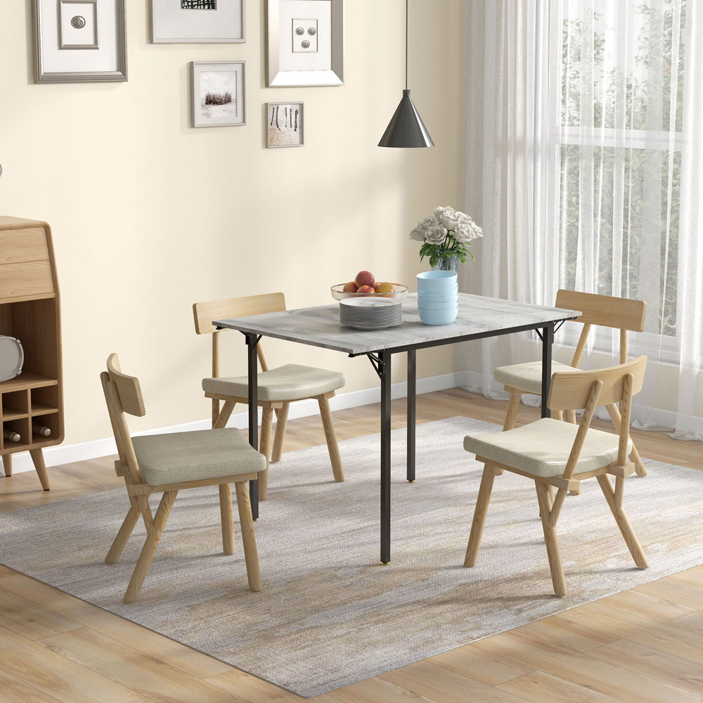 HOMCOM 4 Seater Grey Foldable Drop Leaf Dining Table Image 6