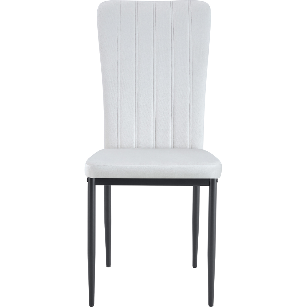 Elle Set of 6 Beige Velvet Effect Plush Padded Upholstered Dining Chair Image 3