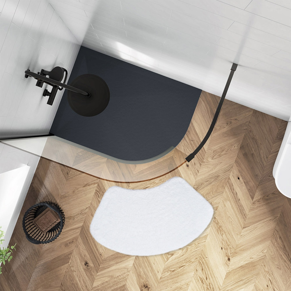 Allure Bath Fashions White Curved Shower Mat Image 2