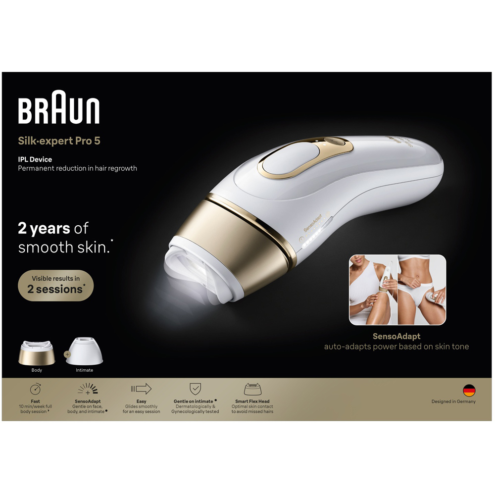 Braun Silk·expert Pro 5 Laser IPL Hair Removal Device with 2 Attachment Heads Image 3