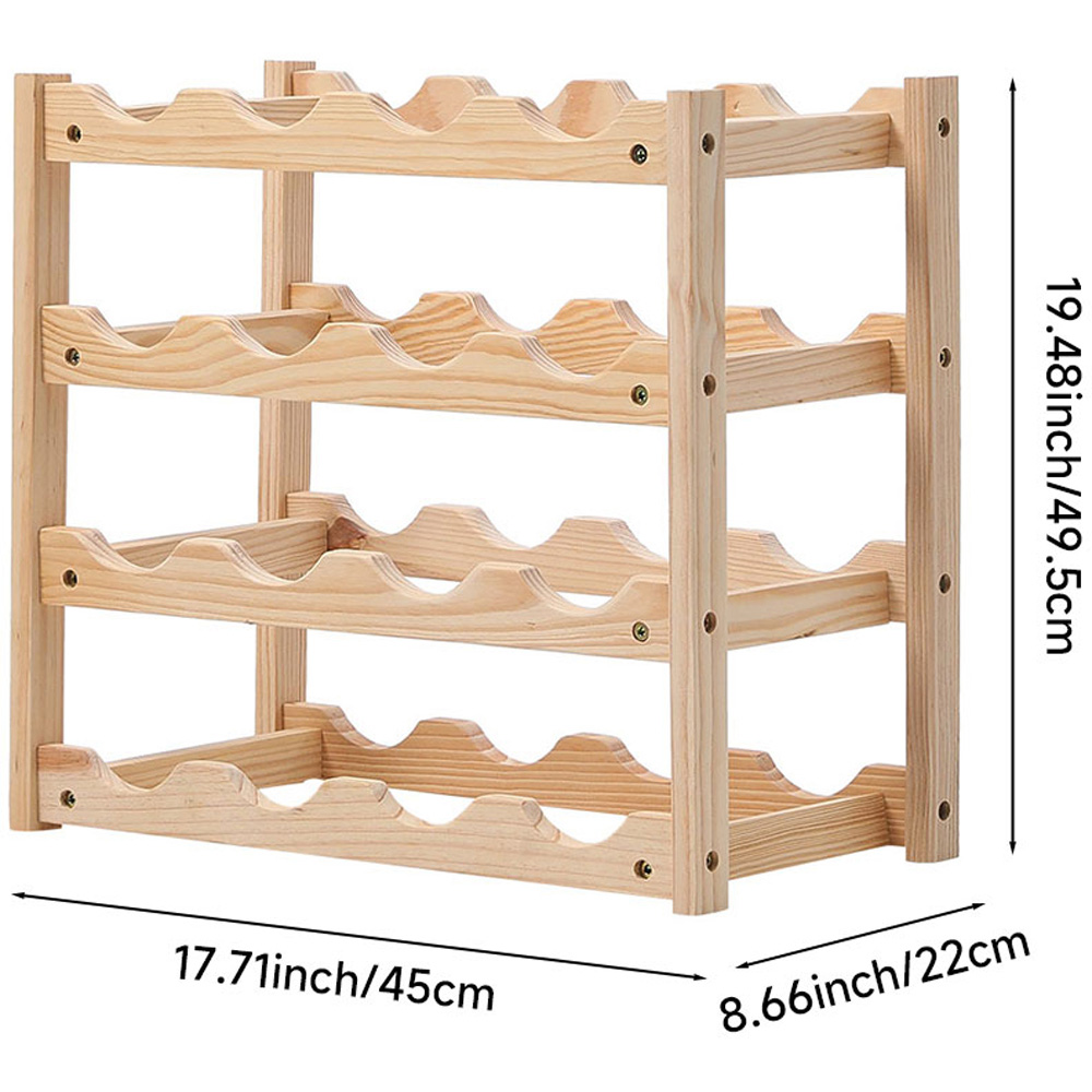 H&O Direct 16 Bottle Wooden Wine Rack Image 6
