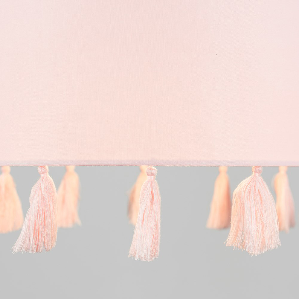 ValueLights Vivian Dusky Pink Tassel Pendant Lamp Shade Image 4