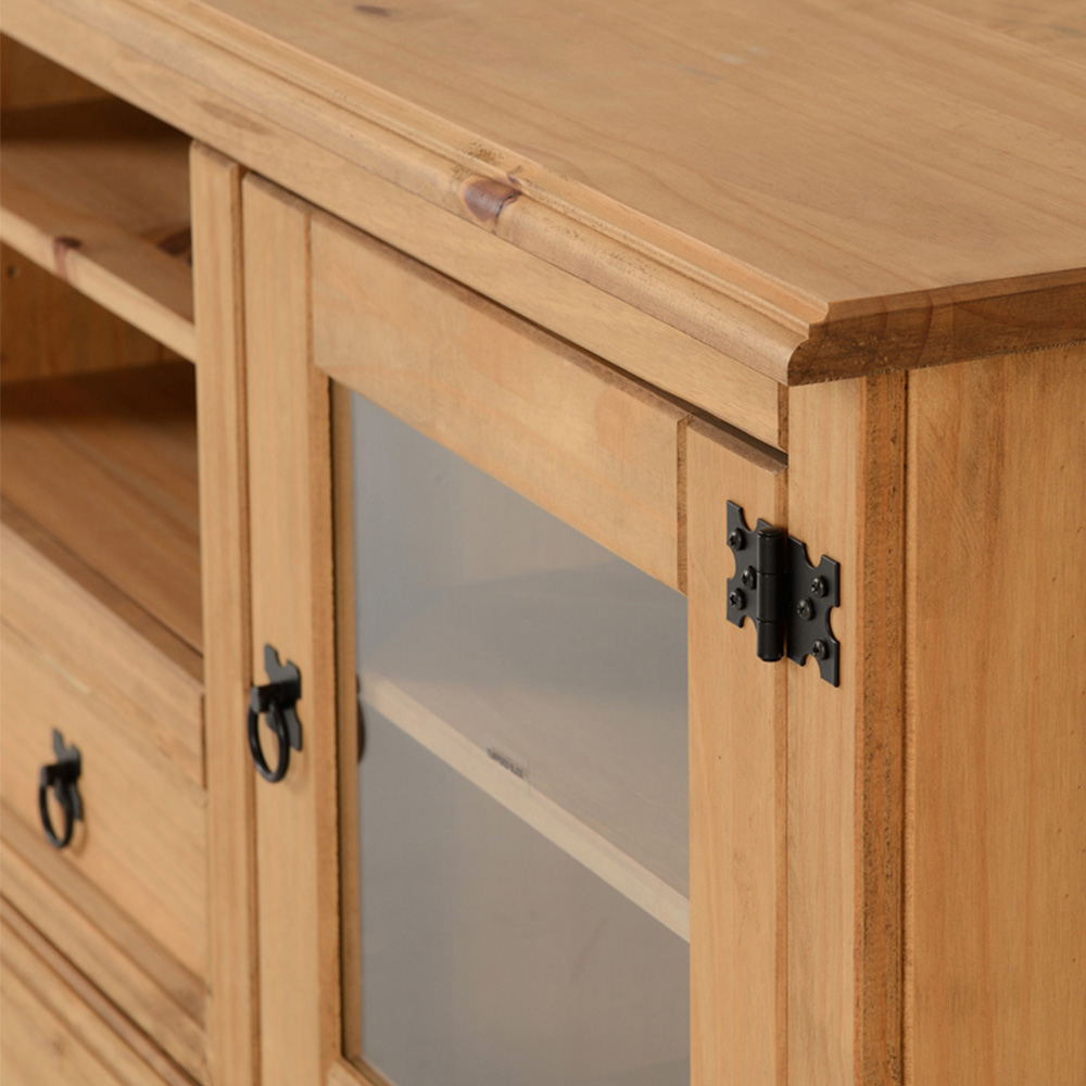 Seconique Corona Single Door Single Drawer Distressed Pine Entertainment TV Unit Image 5