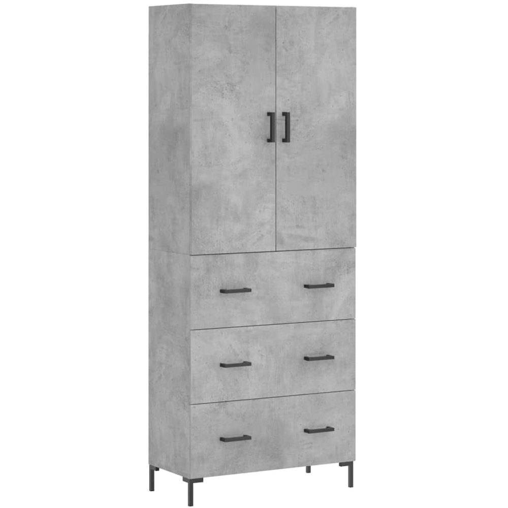 vidaXL 2 Door 3 Drawer Concrete Grey Highboard Image 2