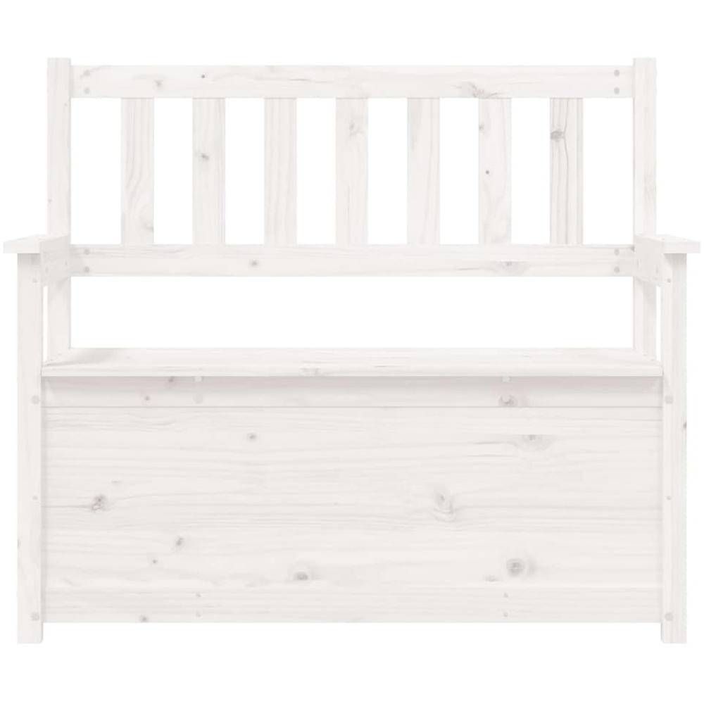 vidaXL White Solid Wood Pine Storage Bench 112.5 x 51.5 x 96.5cm Image 4