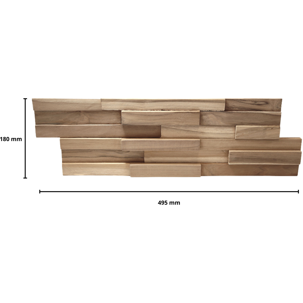 Wallsupply UltraWood Teak Firenze Interlocking 3D Wall Panel 49.5 x 18cm 10 Pack Image 6