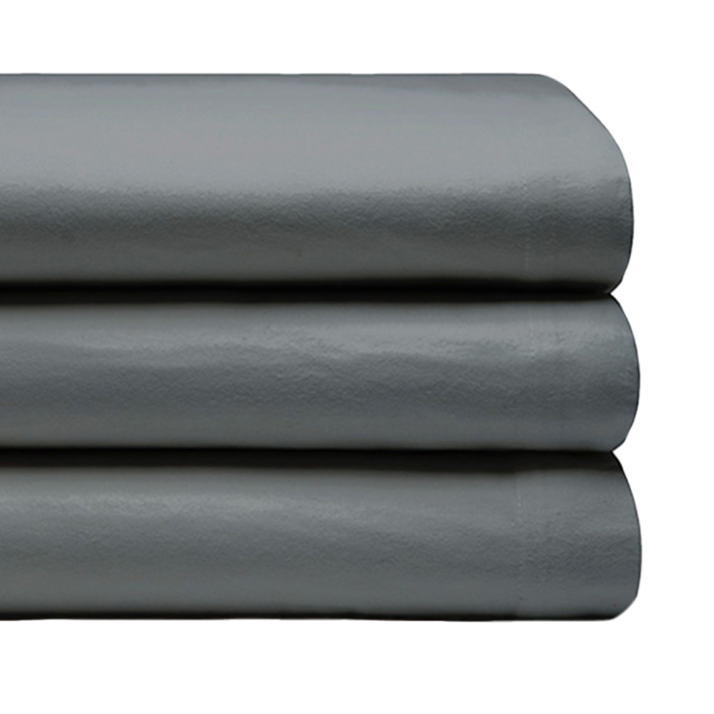 Serene Single Charcoal Brushed Cotton Flat Bed Sheet Image 3