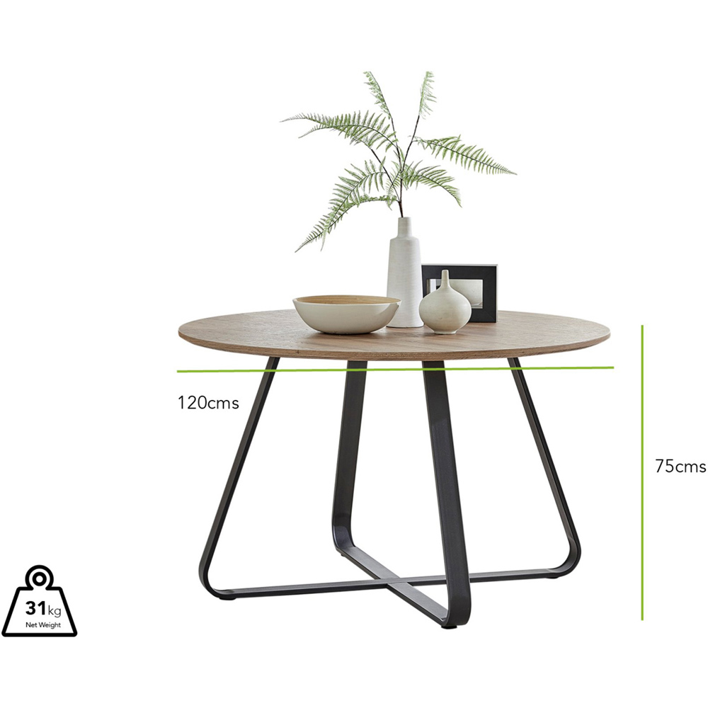 Furniturebox Fira Valera Wood Effect 4 Seater Round Dining Set Brown and White Image 9