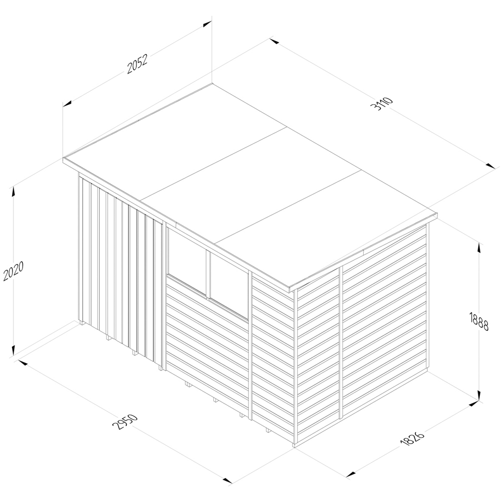 Forest Garden 10 x 6ft Beckwood Double Door 2 Window Pent Shed Image 9