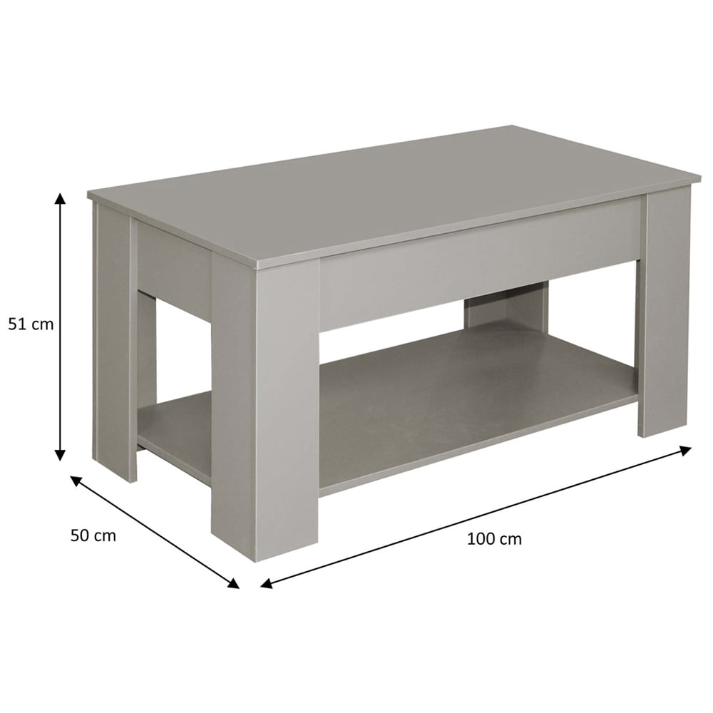 Comfy Living Single Shelf Grey High Gloss Lift Top Coffee Table Image 3