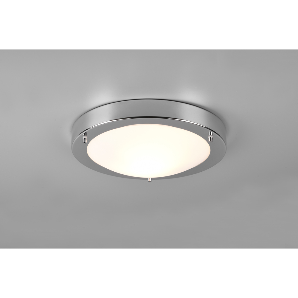 TRIO Condus Nickel Matt and White Opal Glass Ceiling Light Image 2