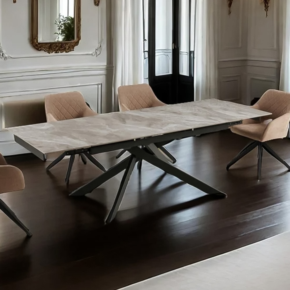 DS Living Zaira 6 Seater Dining Table Black Marble Vein Image 1