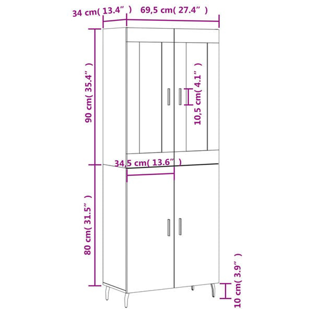 vidaXL 4 Door Sonoma Oak Highboard Image 6