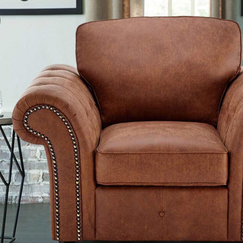 Portland Oakana Luxury Brown Leather Armchair Image 2