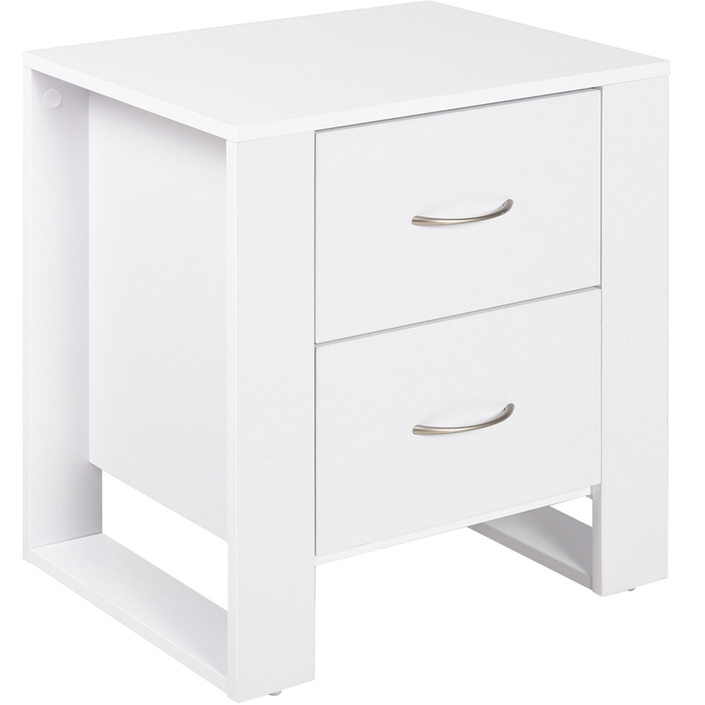 Portland 2 Drawer White Modern Boxy Bedside Table Image 2