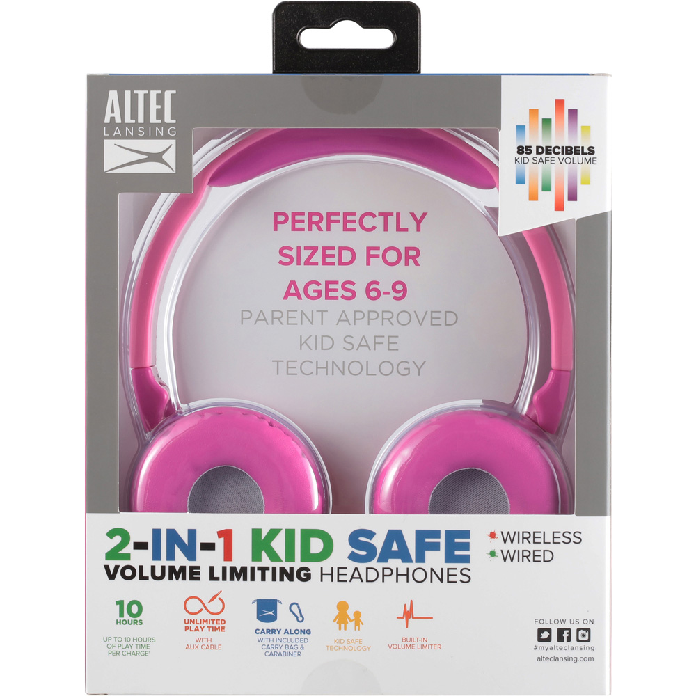 AVF Altec Lansing 2 in 1 Kids Princess Pink Wireless Headphones Image 6