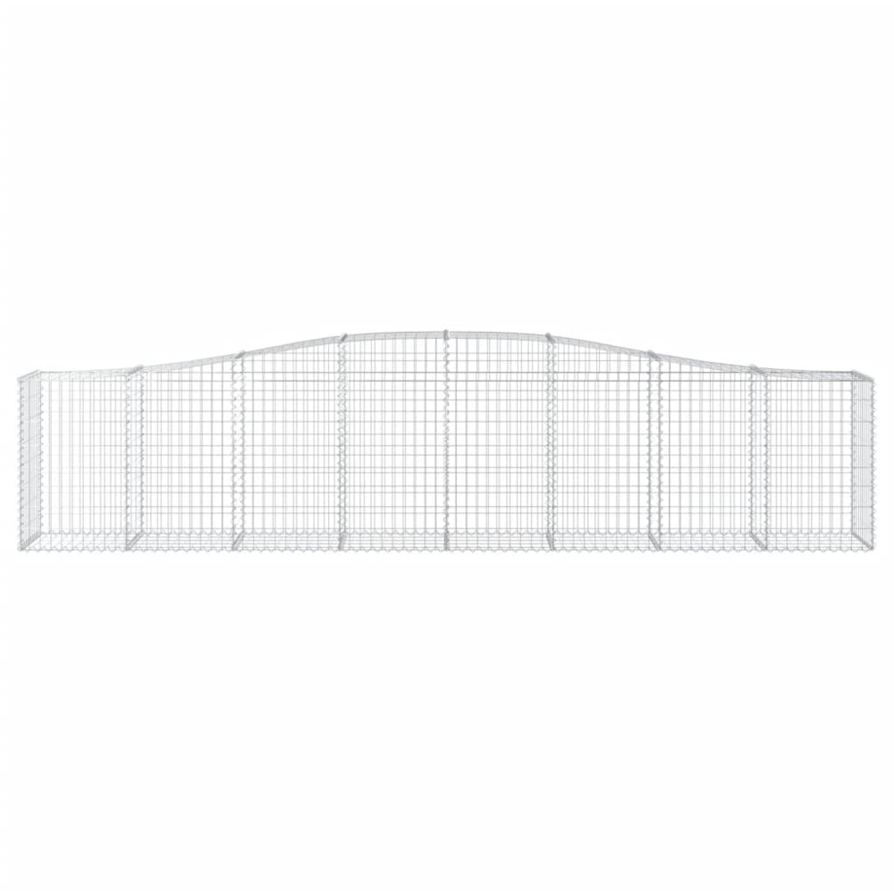 vidaXL Silver Galvanised Iron Arched Gabion Basket 400 x 50 x 80/100cm 9 Pack Image 2