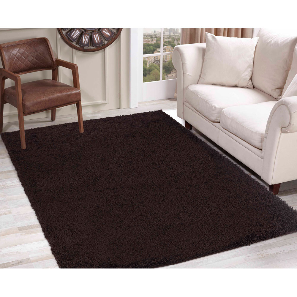 Desire Rugs Oxford Brown Plain Shaggy Rug 200 x 290cm Image 4