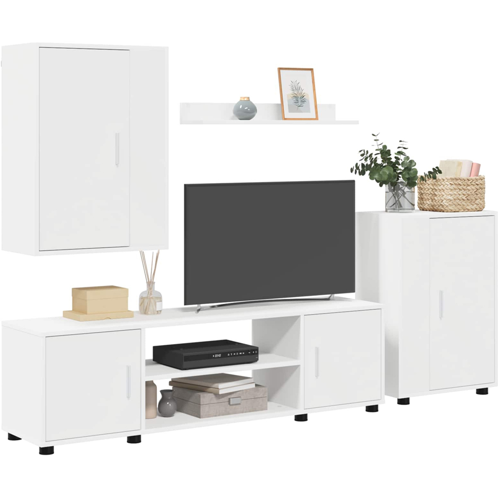 vidaXL White Wall Mounted 4 Piece TV Cabinet Set Image 3