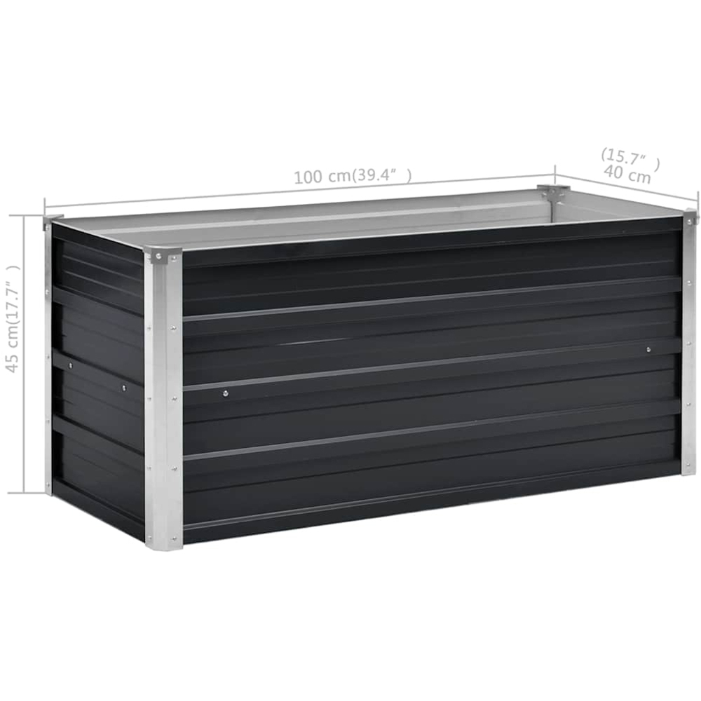 vidaXL Anthracite Galvanised Steel Raised Garden Bed 45 x 40 x 100cm Image 7