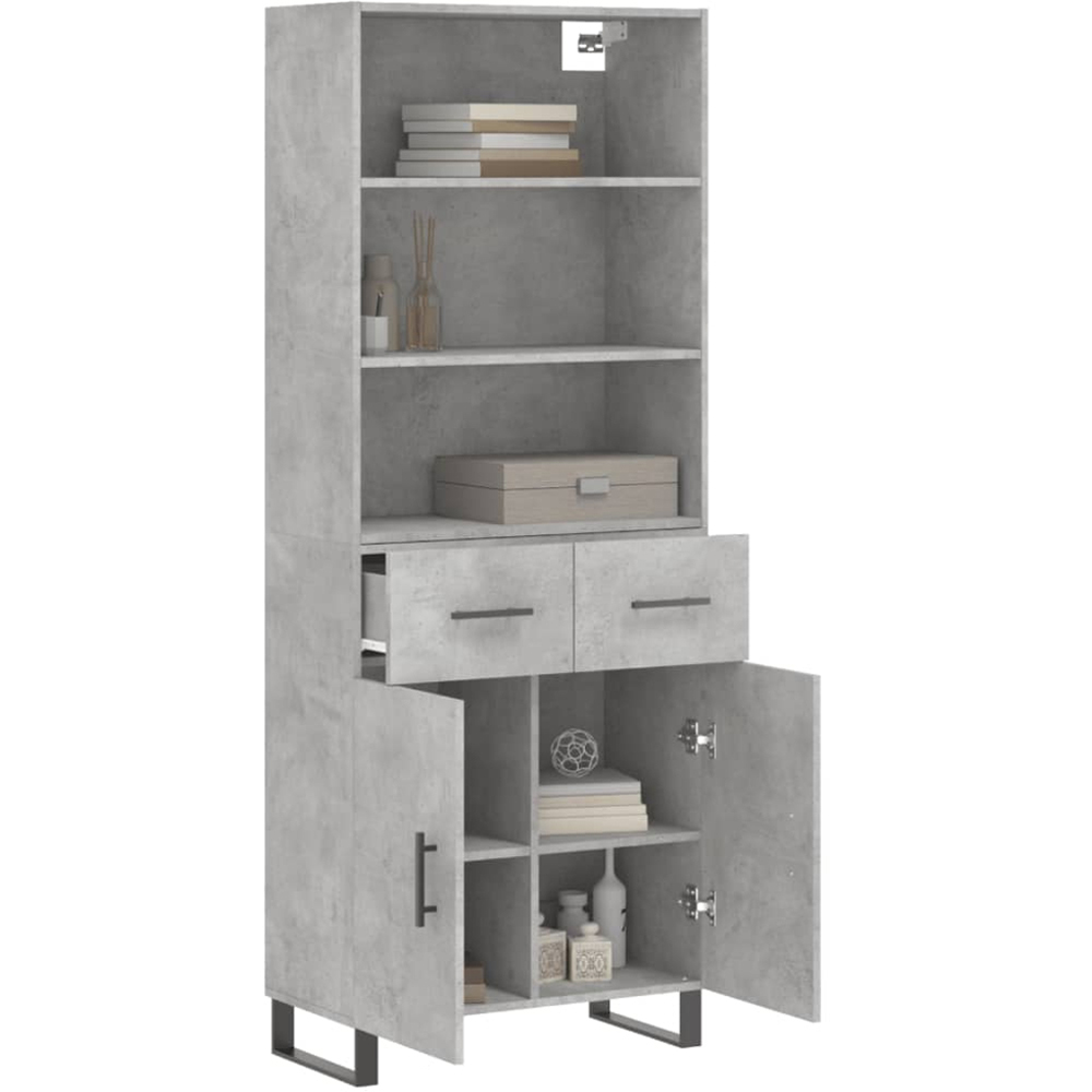 vidaXL 2 Door 2 Drawer 3 Shelf Concrete Grey Highboard Image 3