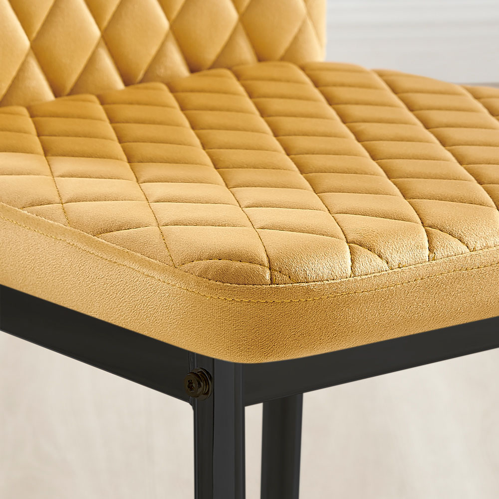 Furniturebox Lucia Valera 4 Seater Dining Set Grey Gloss Mustard and Black Image 7