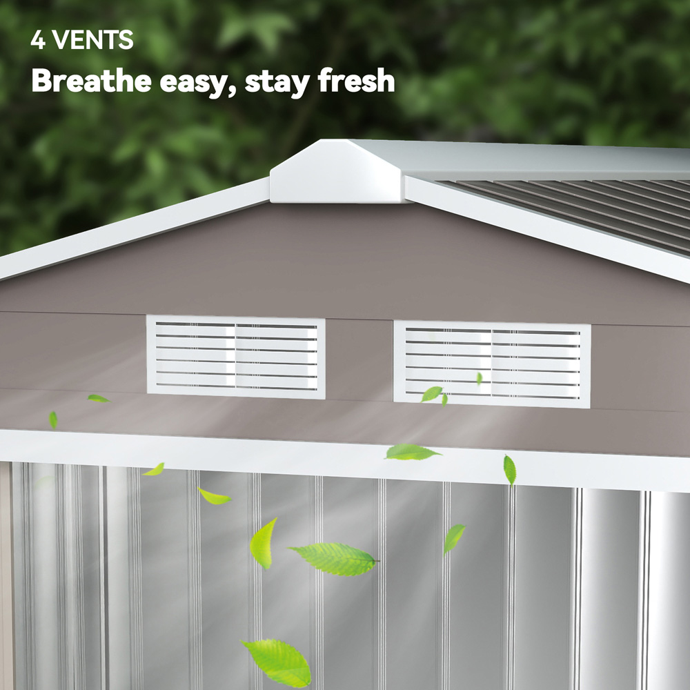 Outsunny 7 x 4ft Grey Metal Apex Garden Shed Image 7