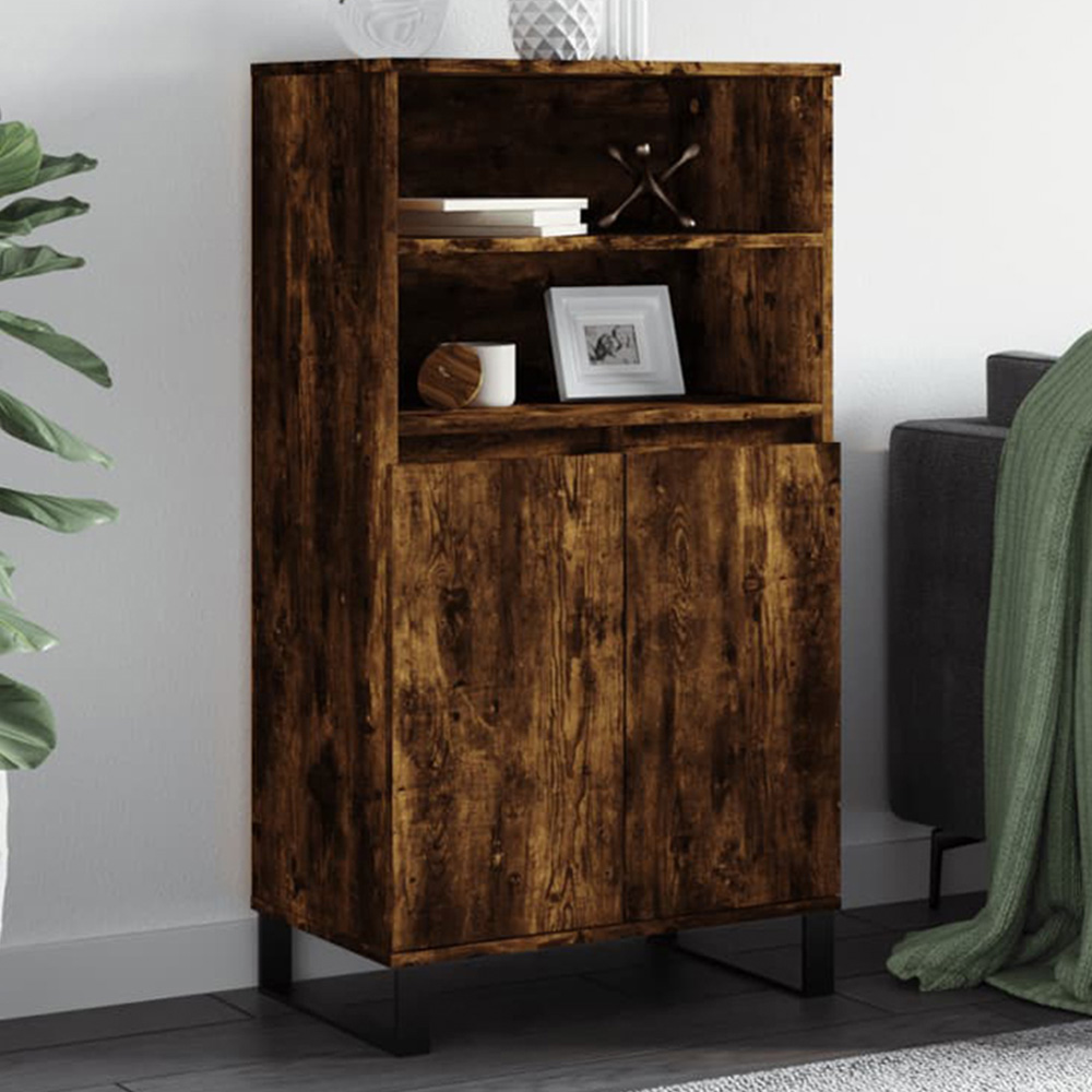vidaXL 2 Door 2 Shelf Smoked Oak Highboard Image 1
