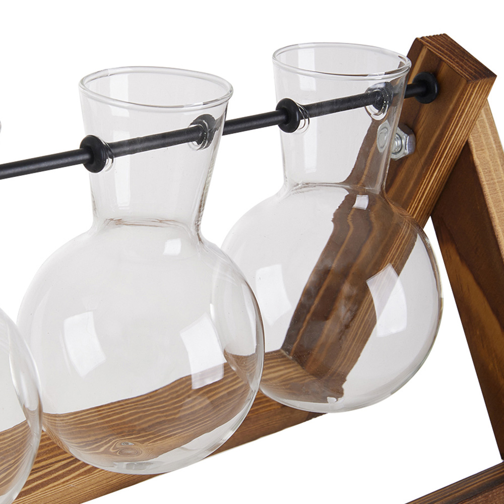 Living and Home 5 Bulb Vase Wooden Plant Propagation Station 14cm Image 2