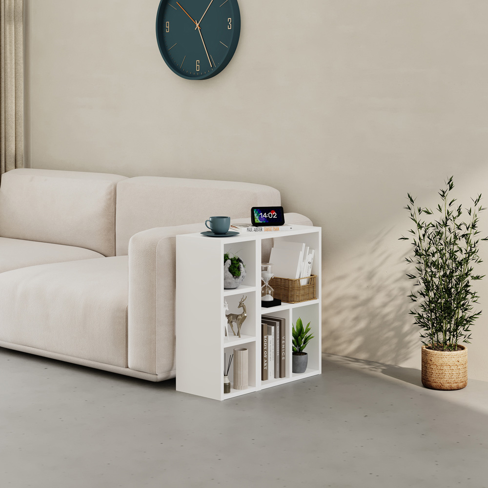 Decortie Combayn 3 Shelf White Low Bookcase Image 4