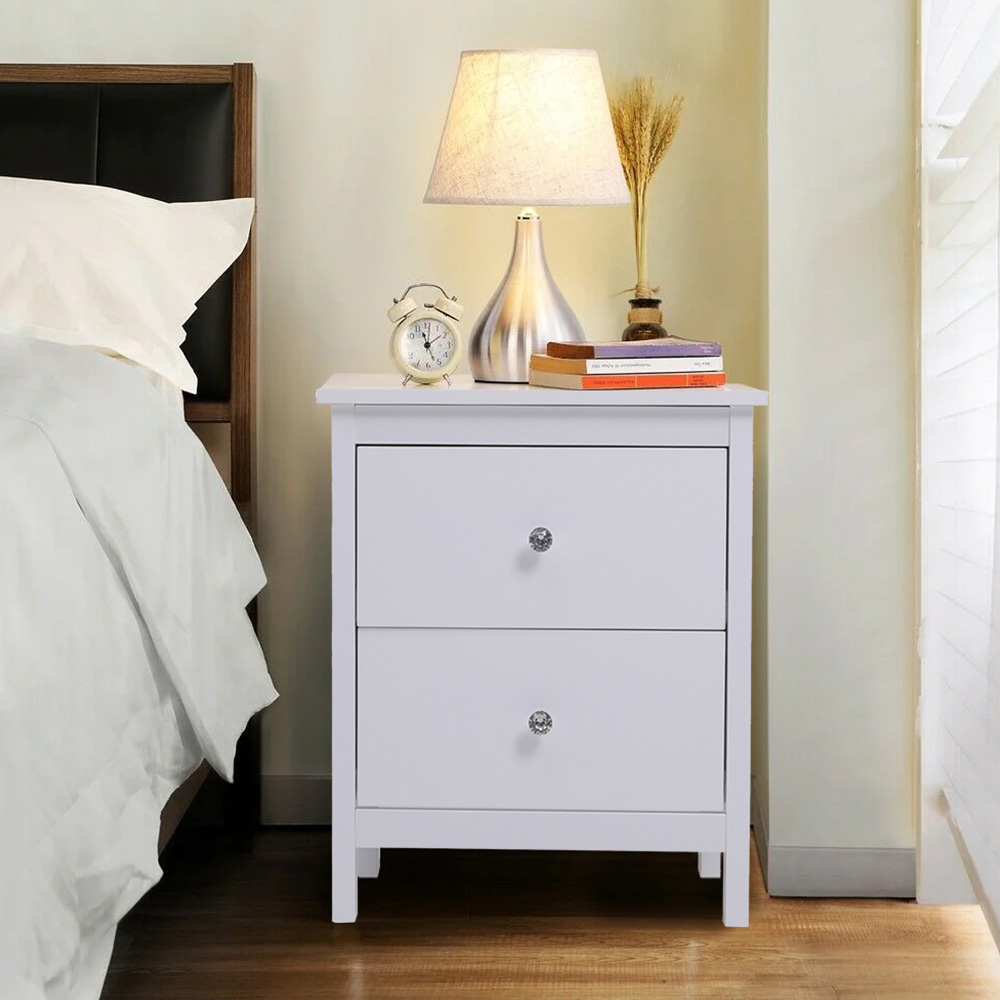 Living and Home White 2 Drawers Wooden Storage Cabinet Image 7