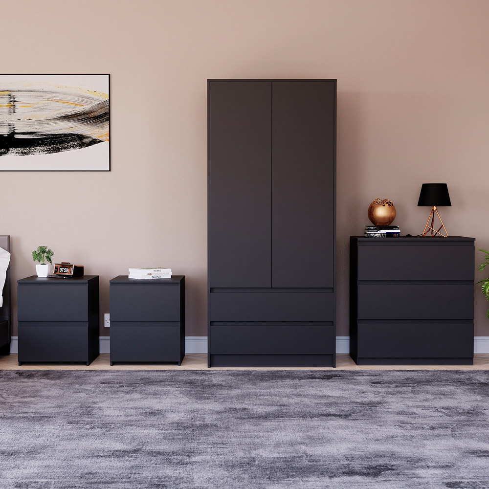 Denver Black 4 Piece Bedroom Furniture Set Image 2