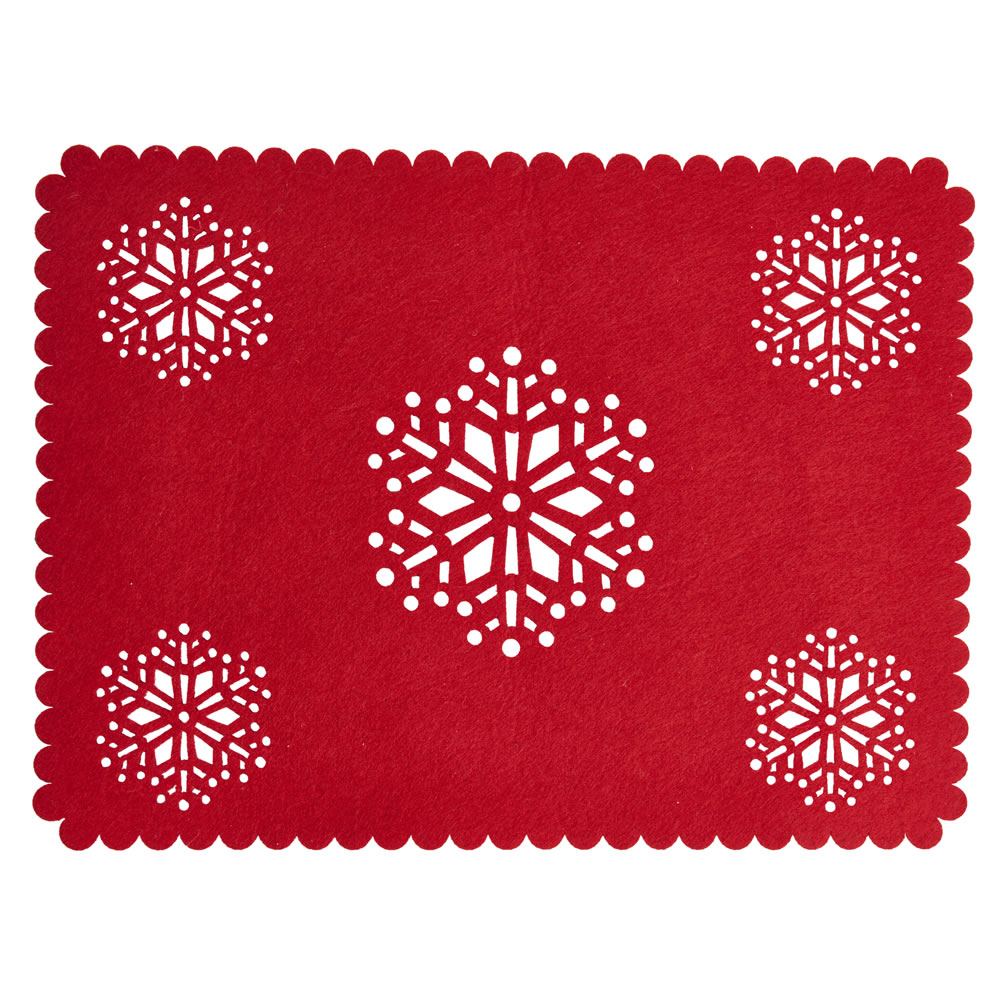 Wilko Red Felt Snowflake Christmas Placemat Image