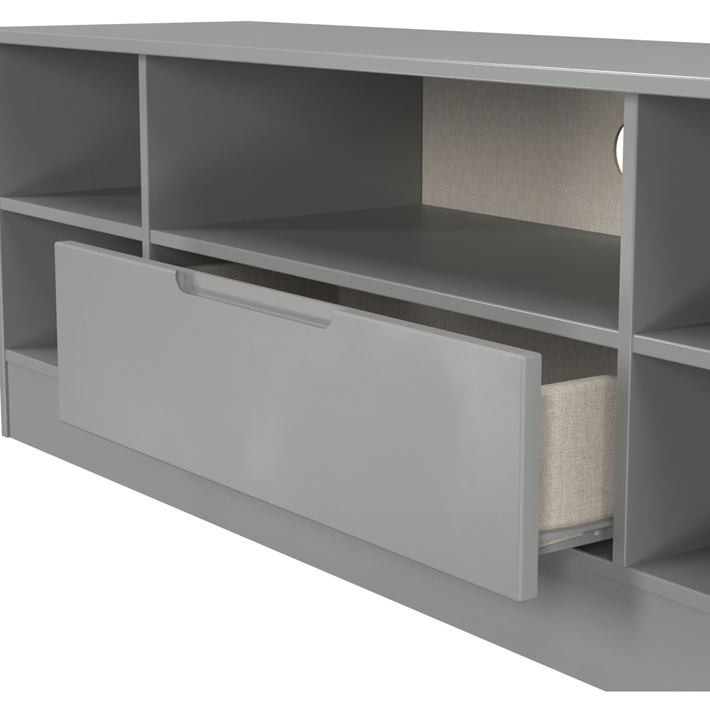 Crowndale Milan Single Drawer 5 Shelf Dusk Grey Wide TV Unit Ready Assembled Image 6