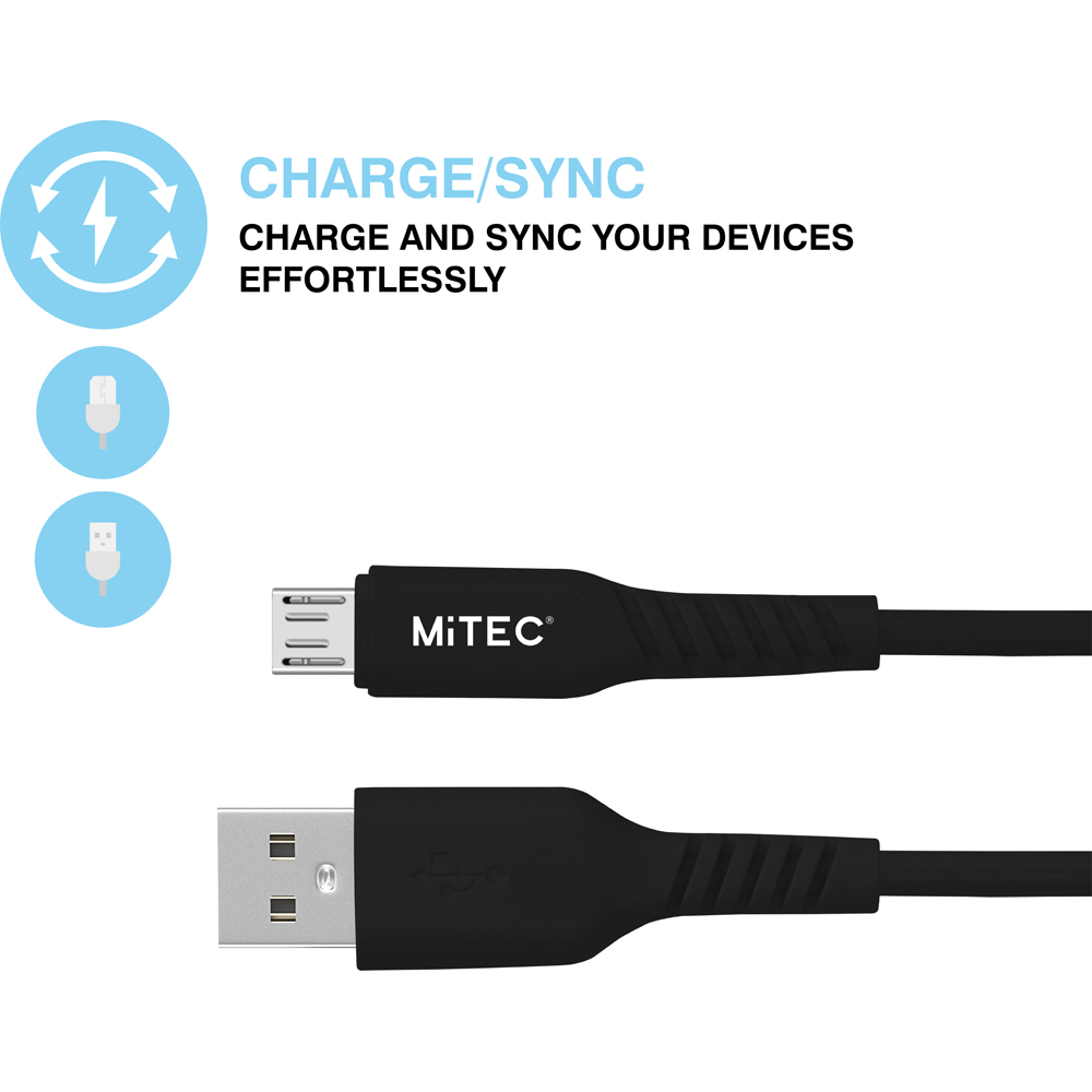 MiTEC MiPOWER Black Micro USB to USB-A Cable 2m Image 4