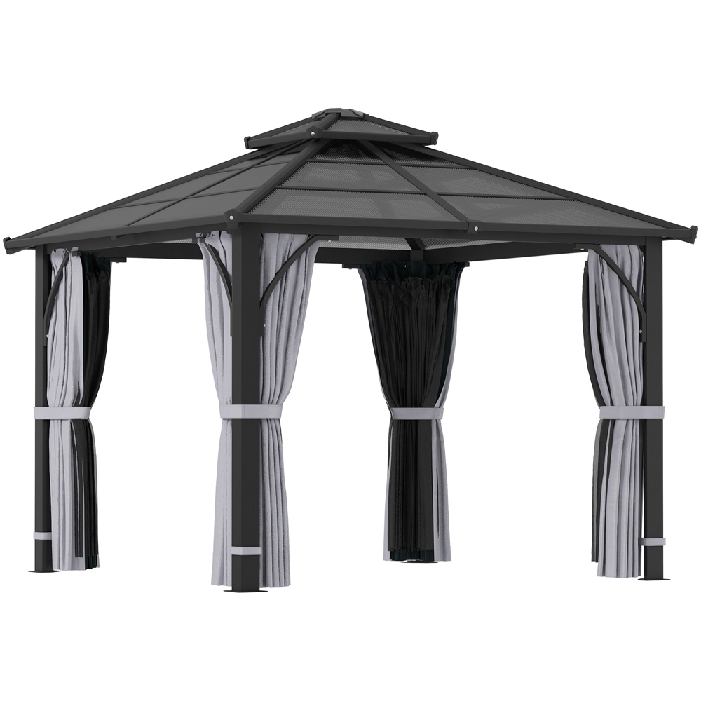 Outsunny 3 x 3m Grey Polycarbonate Roof and Side Hard Top Gazebo Image 2